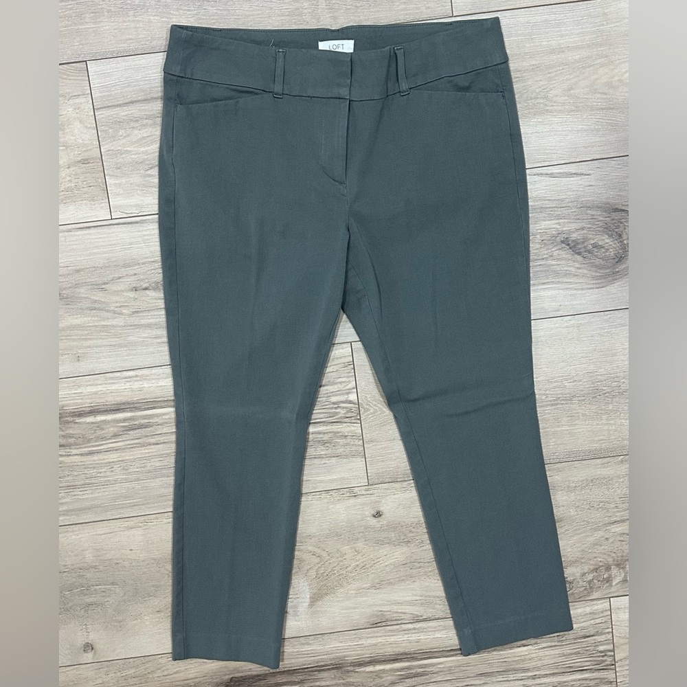 LOFT Gray Skinny Ankle Petite Dress Pants
